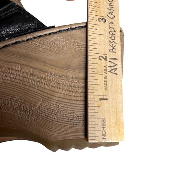 BORN Natalie Black Leather Clog Comfort Shoes Wedge Platform Womens Size 8 M - Picture 8 of 10